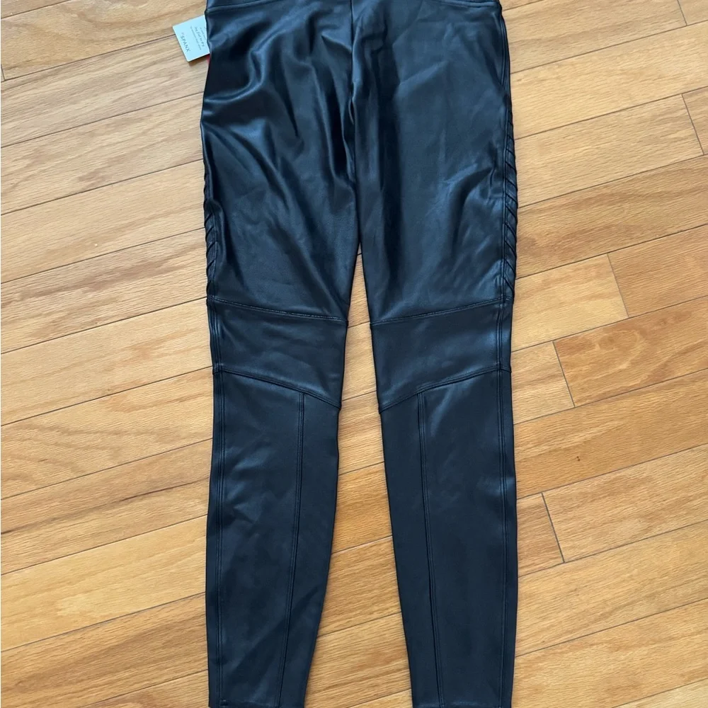 SPANX  Faux Leather Moto Leggings Black Size Large - Picture 5 of 9